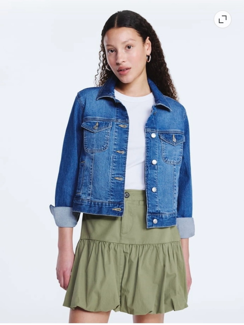 New Free Assembly Womens Cropped Denim Jean Jacket Medium Wash Blue Size M